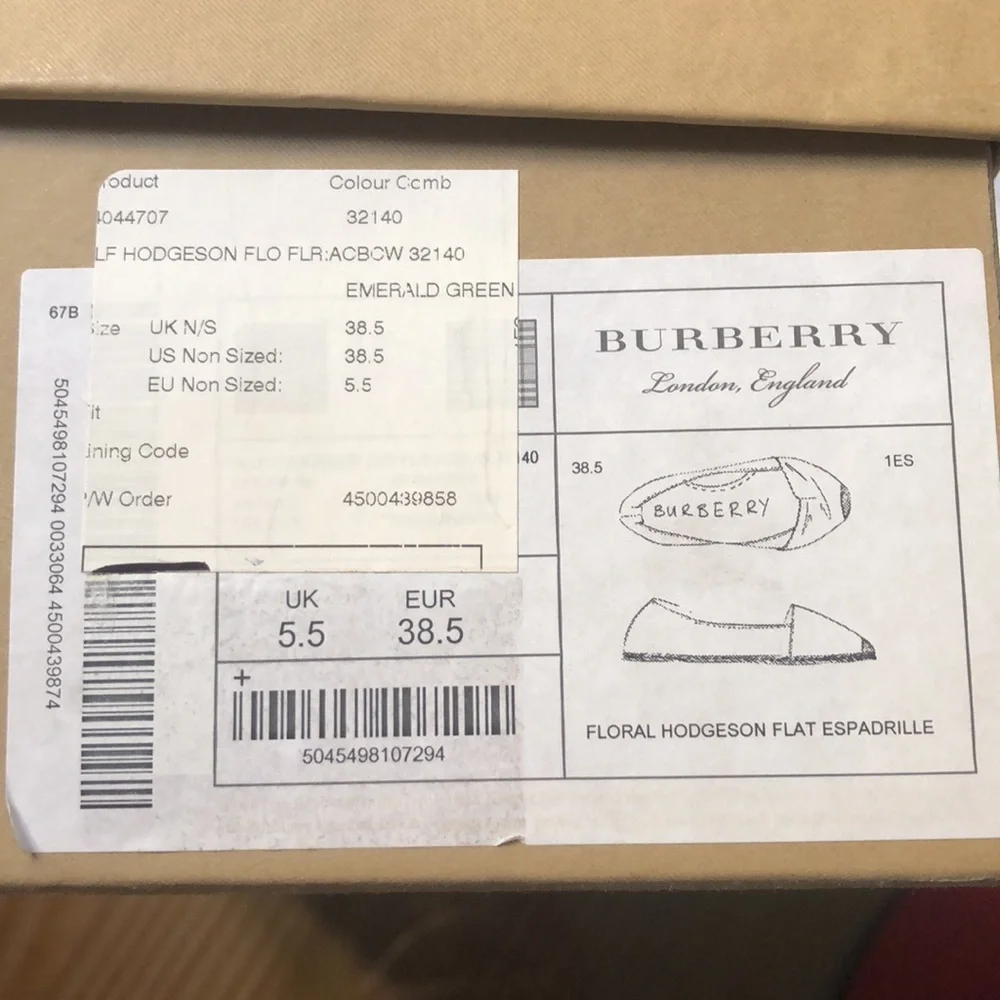 NIB Burberry Peony Rose Print Canvas Espadrilles